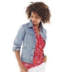 CAbi red ruffle collar chiffon crepe blouse